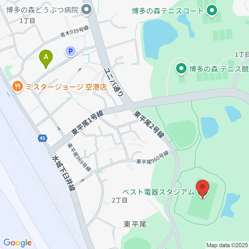 ベスト電器スタジアム周辺のホテル一覧地図