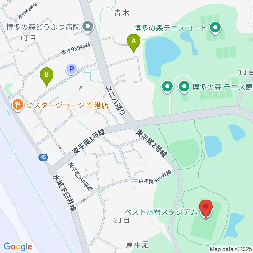 ベスト電器スタジアム周辺のホテル一覧地図