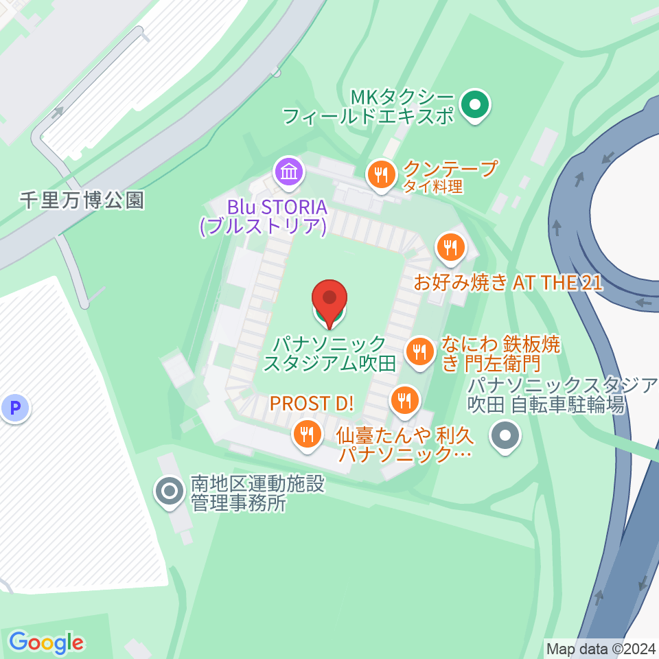 パナソニックスタジアム吹田周辺のホテル一覧地図