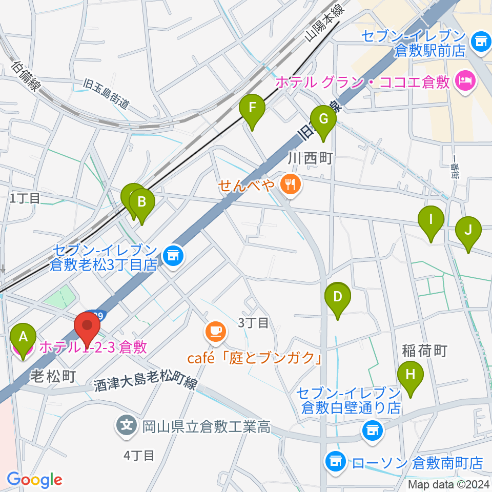 倉敷クッキージャー周辺のホテル一覧地図