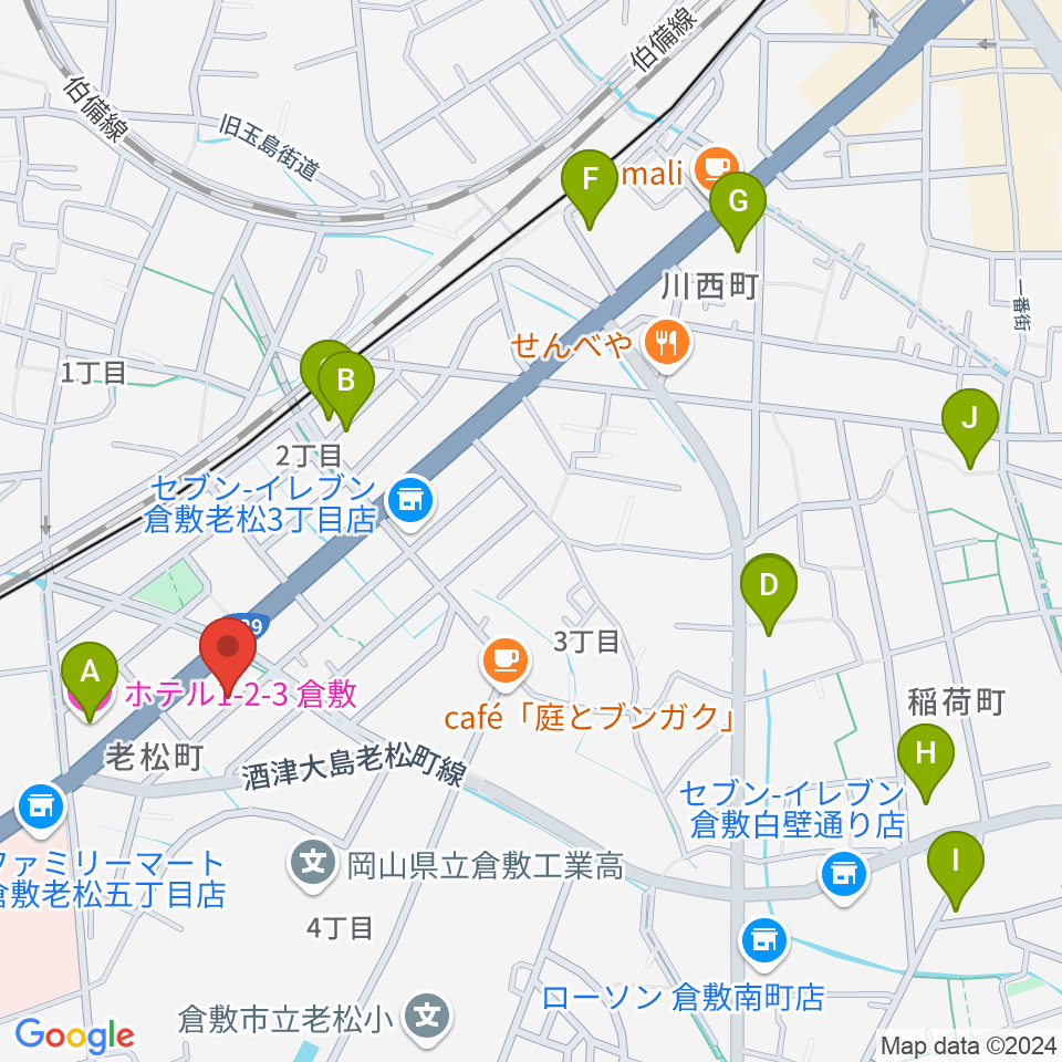 倉敷クッキージャー周辺のホテル一覧地図