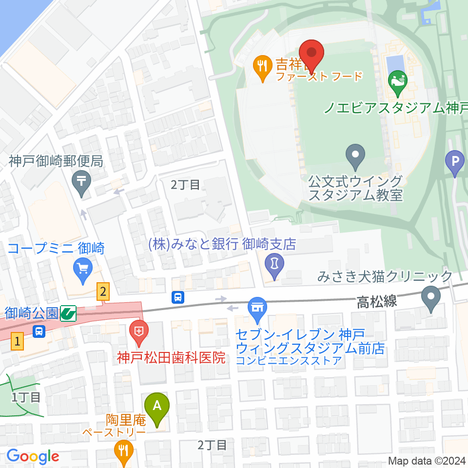 ノエビアスタジアム神戸周辺のホテル一覧地図