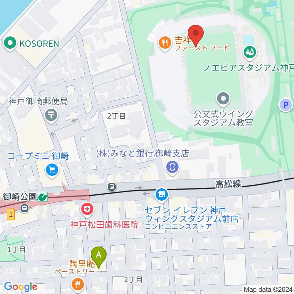 ノエビアスタジアム神戸周辺のホテル一覧地図