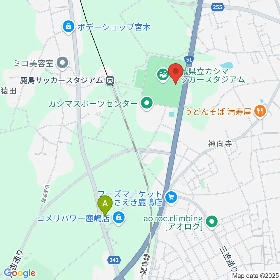 メルカリスタジアム周辺のホテル一覧地図