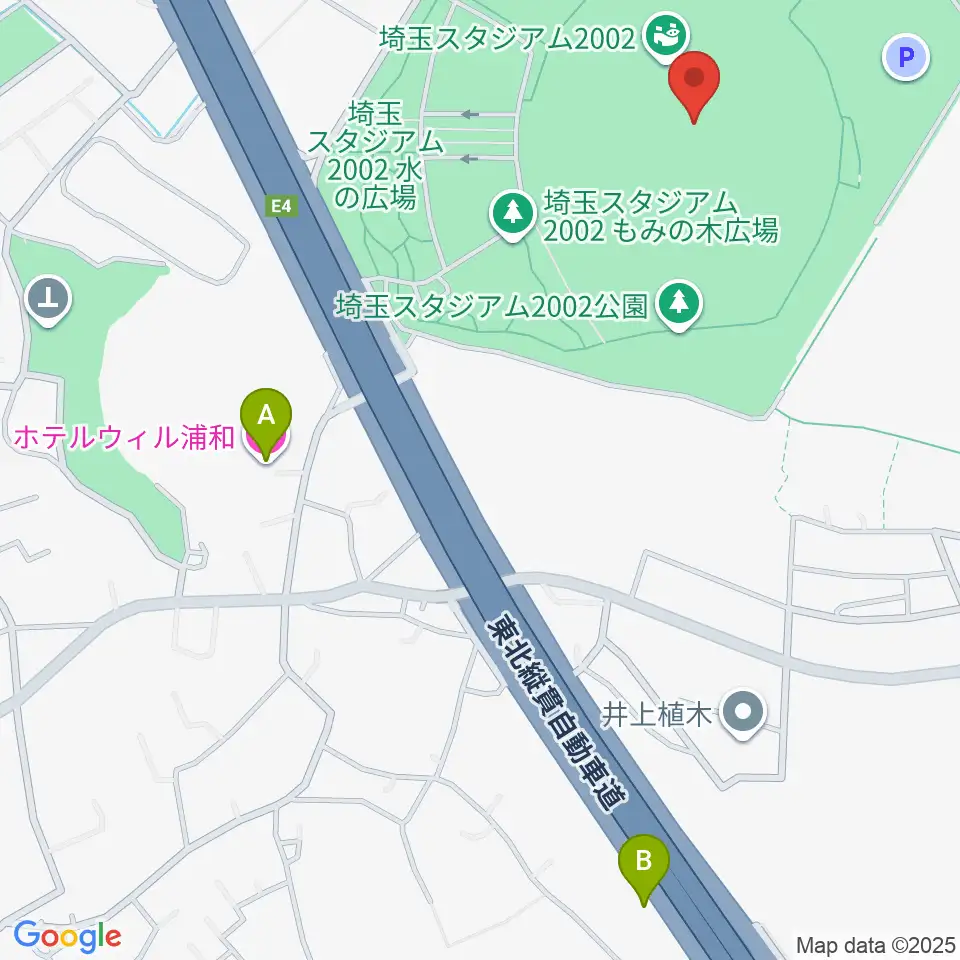 埼玉スタジアム2002周辺のホテル一覧地図