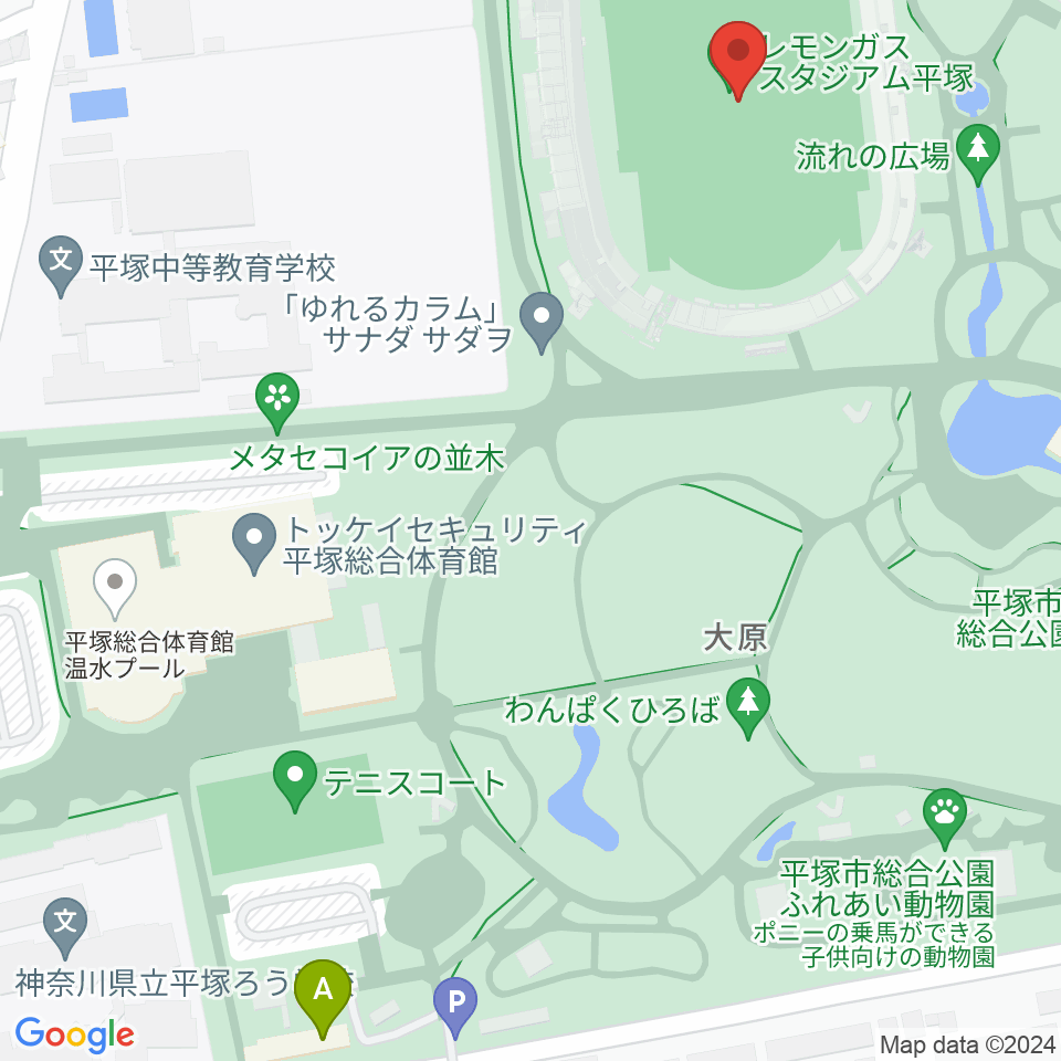 レモンガススタジアム平塚周辺のホテル一覧地図