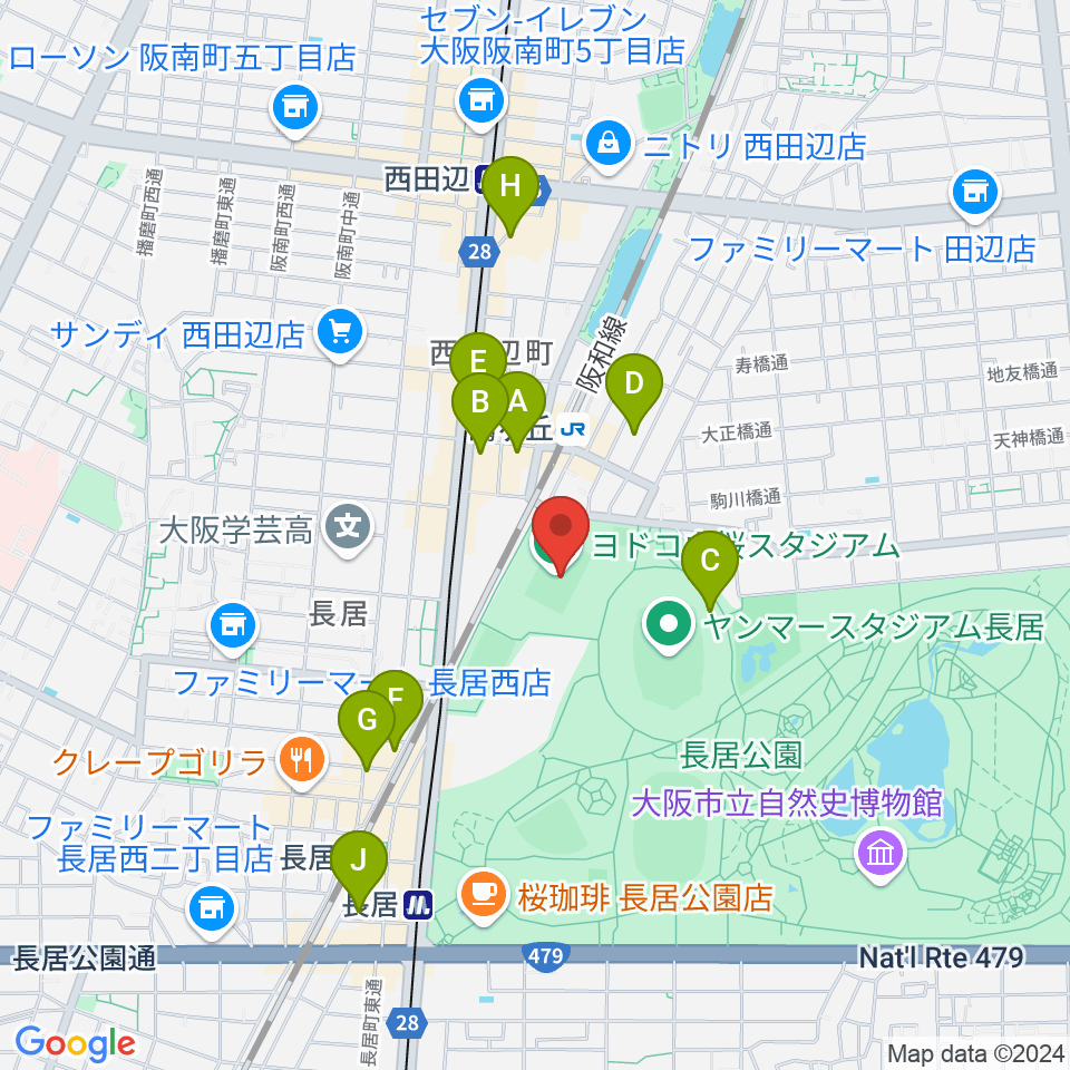 ヨドコウ桜スタジアム周辺のホテル一覧地図