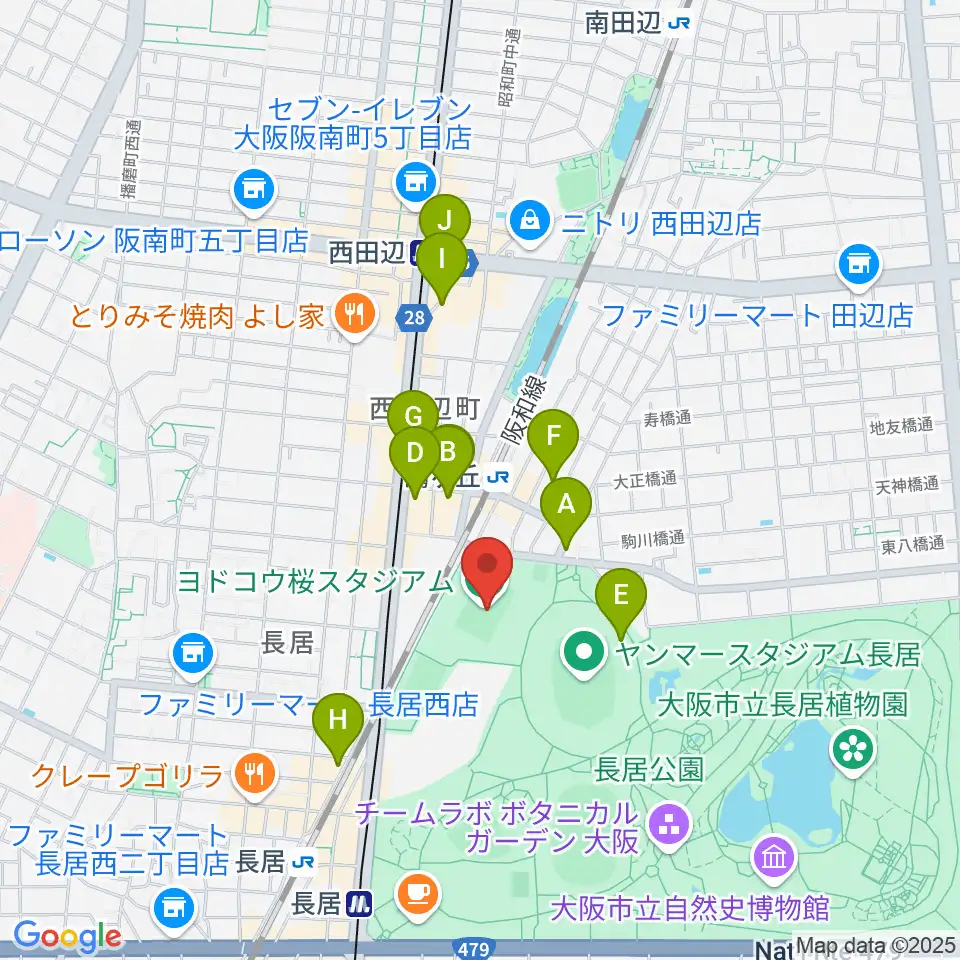 ヨドコウ桜スタジアム周辺のホテル一覧地図