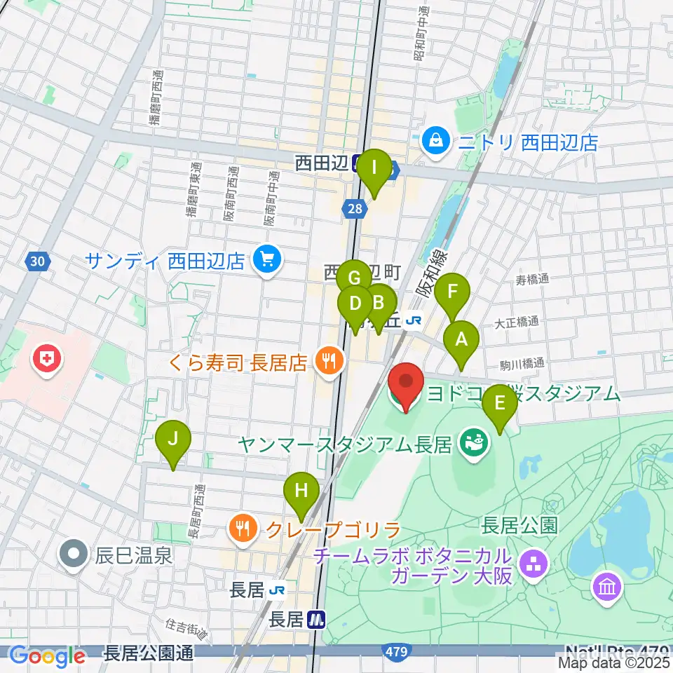 ヨドコウ桜スタジアム周辺のホテル一覧地図