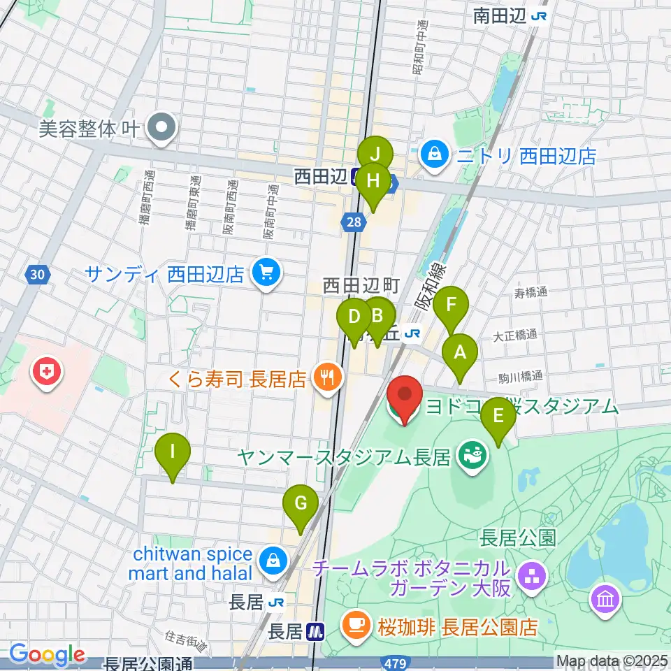 ヨドコウ桜スタジアム周辺のホテル一覧地図