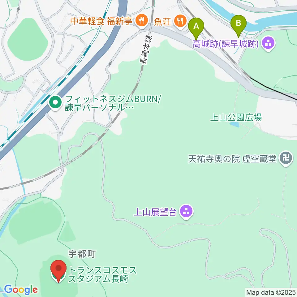 トランスコスモススタジアム長崎周辺のホテル一覧地図