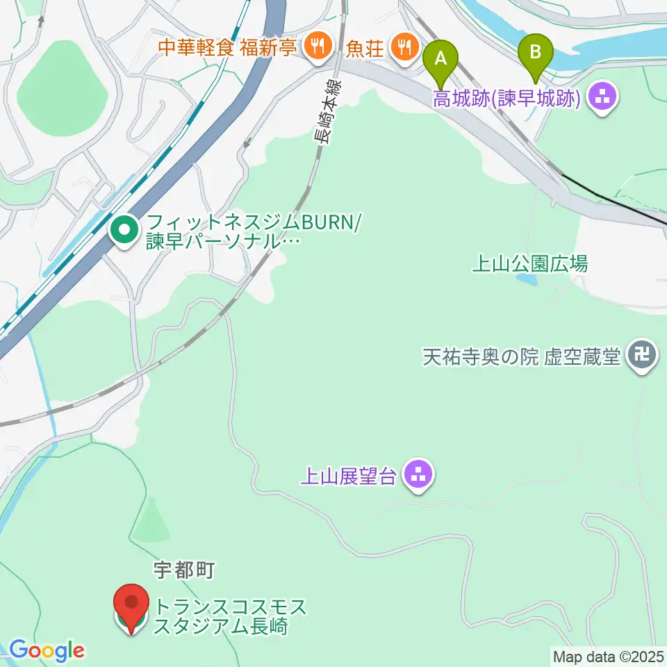 トランスコスモススタジアム長崎周辺のホテル一覧地図