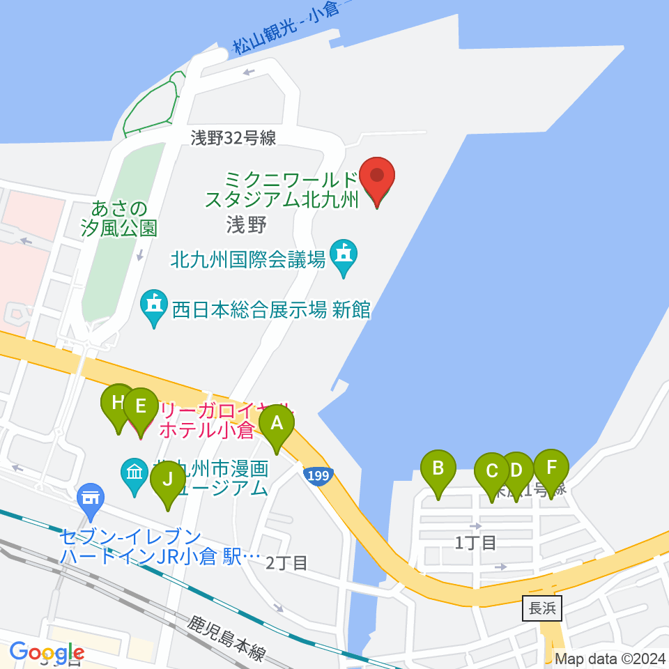 ミクニワールドスタジアム北九州周辺のホテル一覧地図