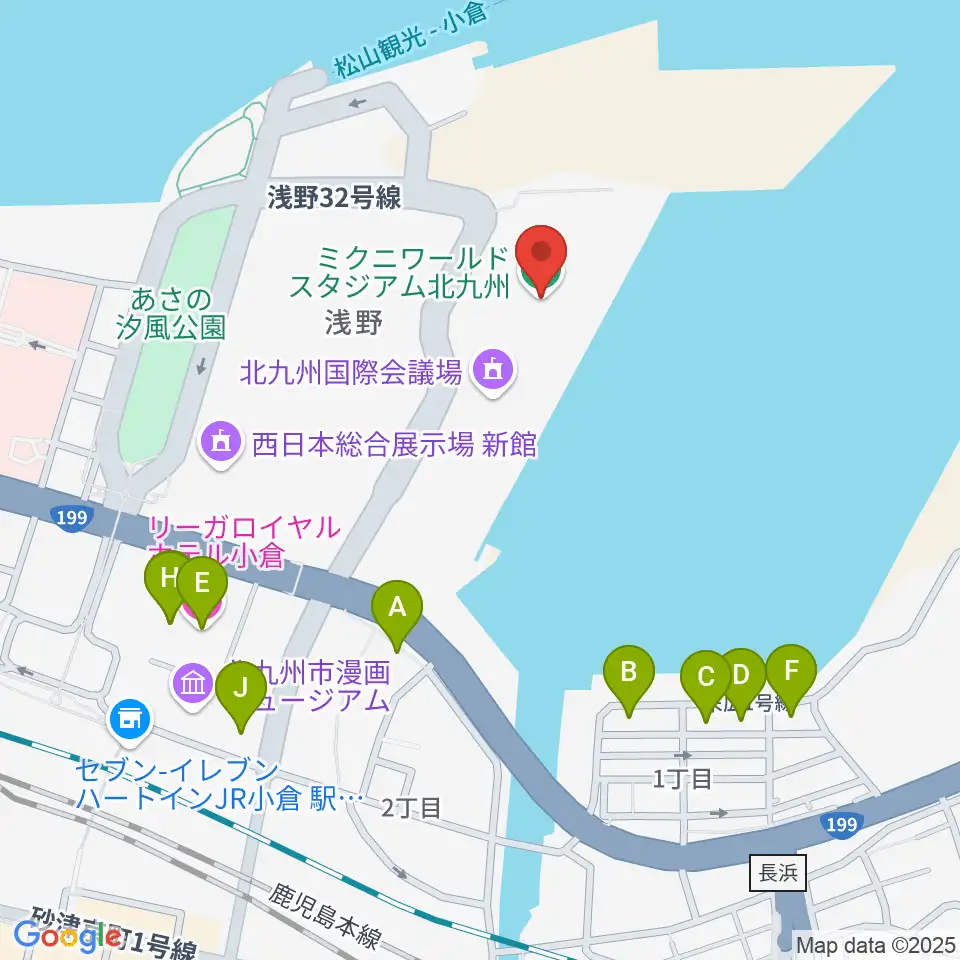 ミクニワールドスタジアム北九州周辺のホテル一覧地図