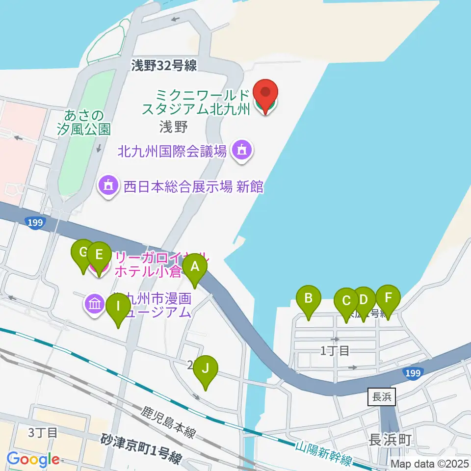 ミクニワールドスタジアム北九州周辺のホテル一覧地図