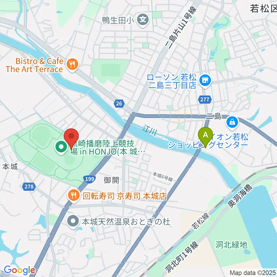 黒崎播磨陸上競技場inHONJO周辺のホテル一覧地図
