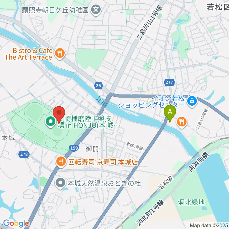 黒崎播磨陸上競技場inHONJO周辺のホテル一覧地図
