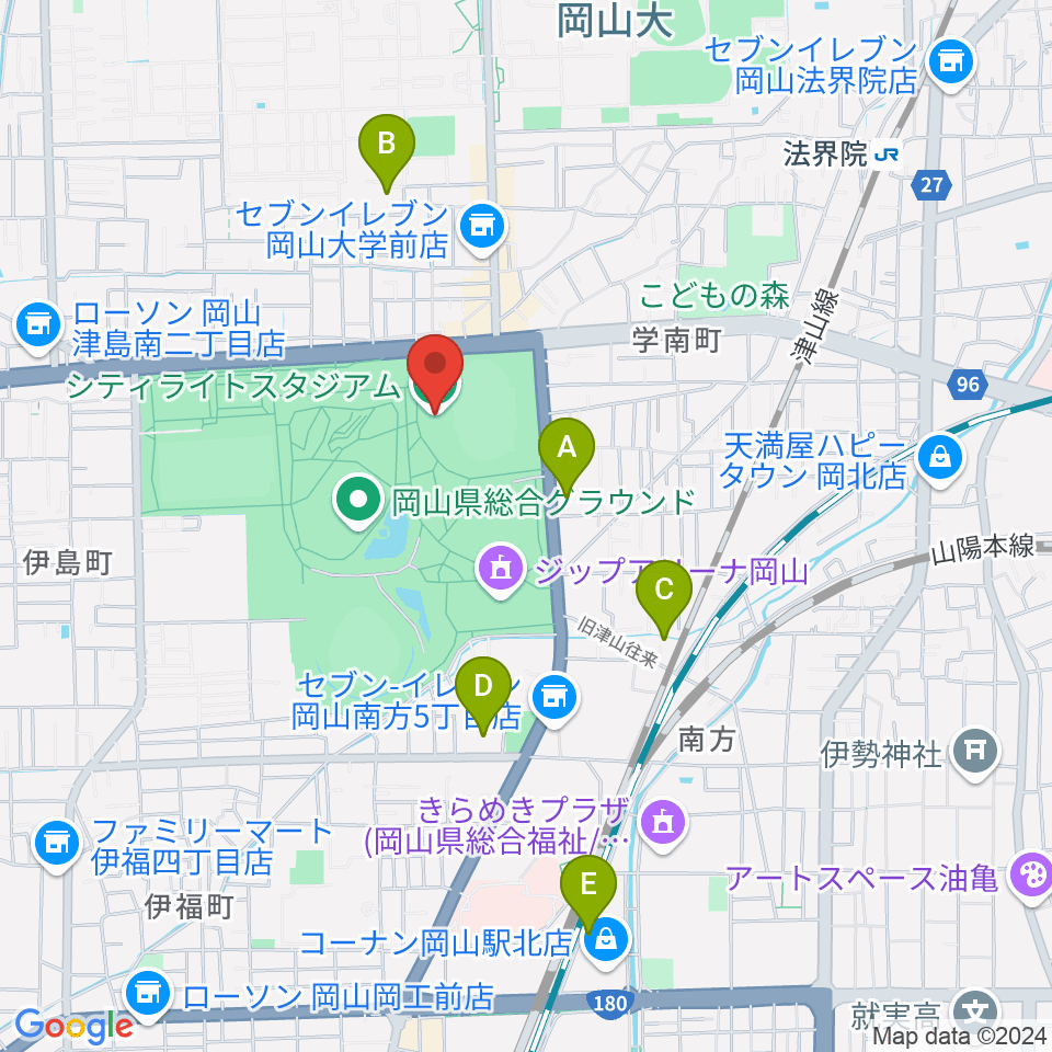 JFE晴れの国スタジアム周辺のホテル一覧地図