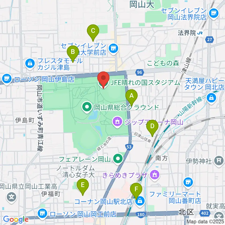JFE晴れの国スタジアム周辺のホテル一覧地図