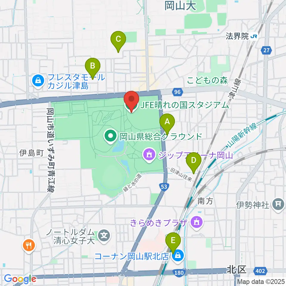 JFE晴れの国スタジアム周辺のホテル一覧地図