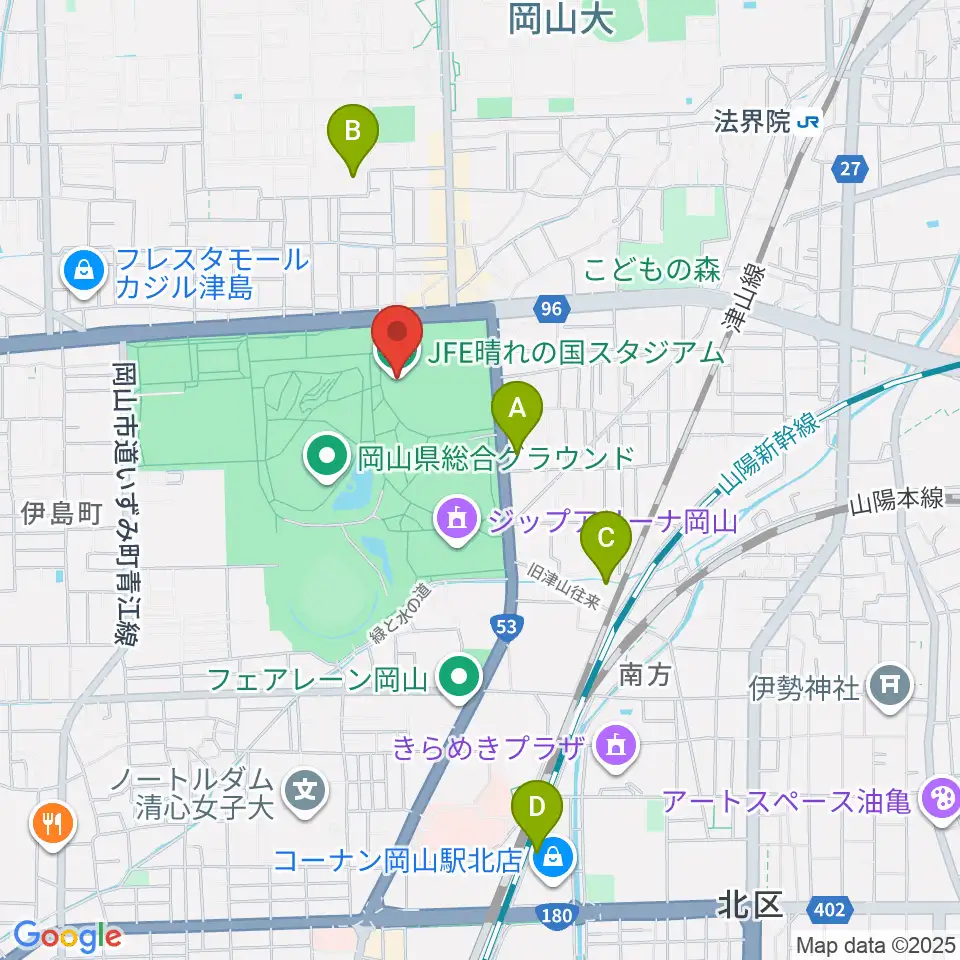JFE晴れの国スタジアム周辺のホテル一覧地図