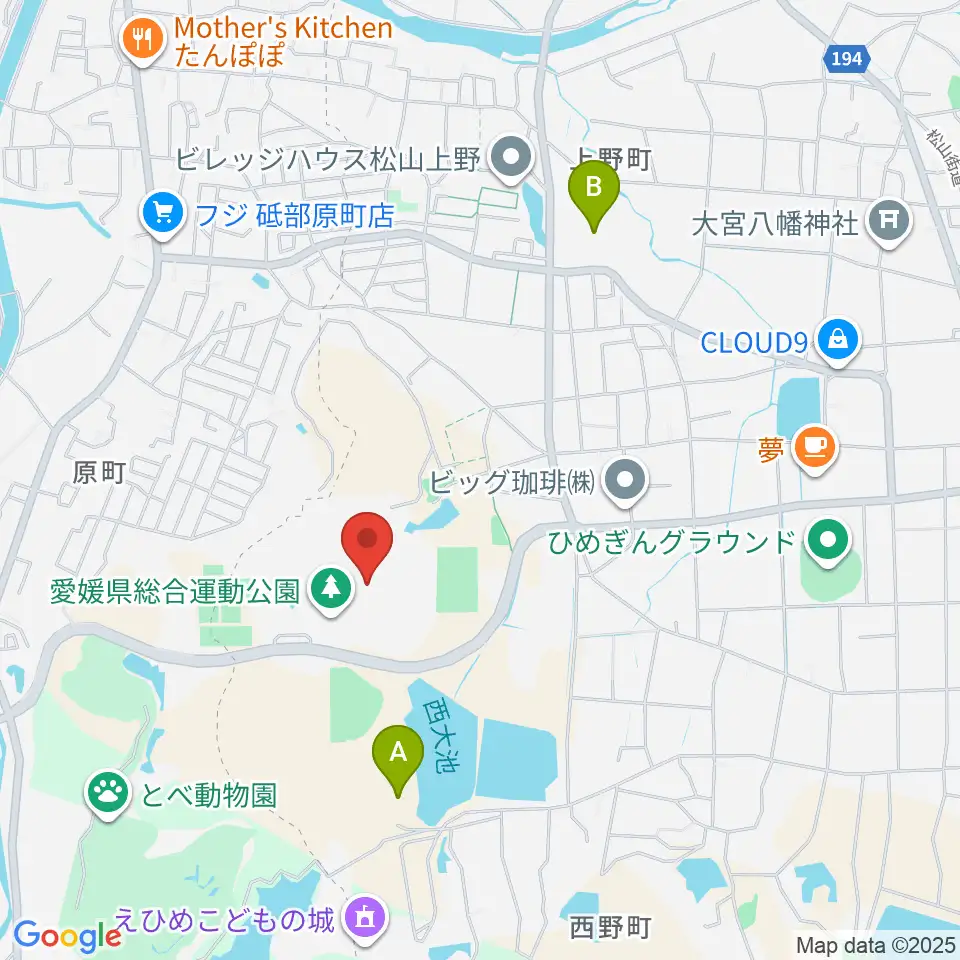 ニンジニアスタジアム周辺のホテル一覧地図