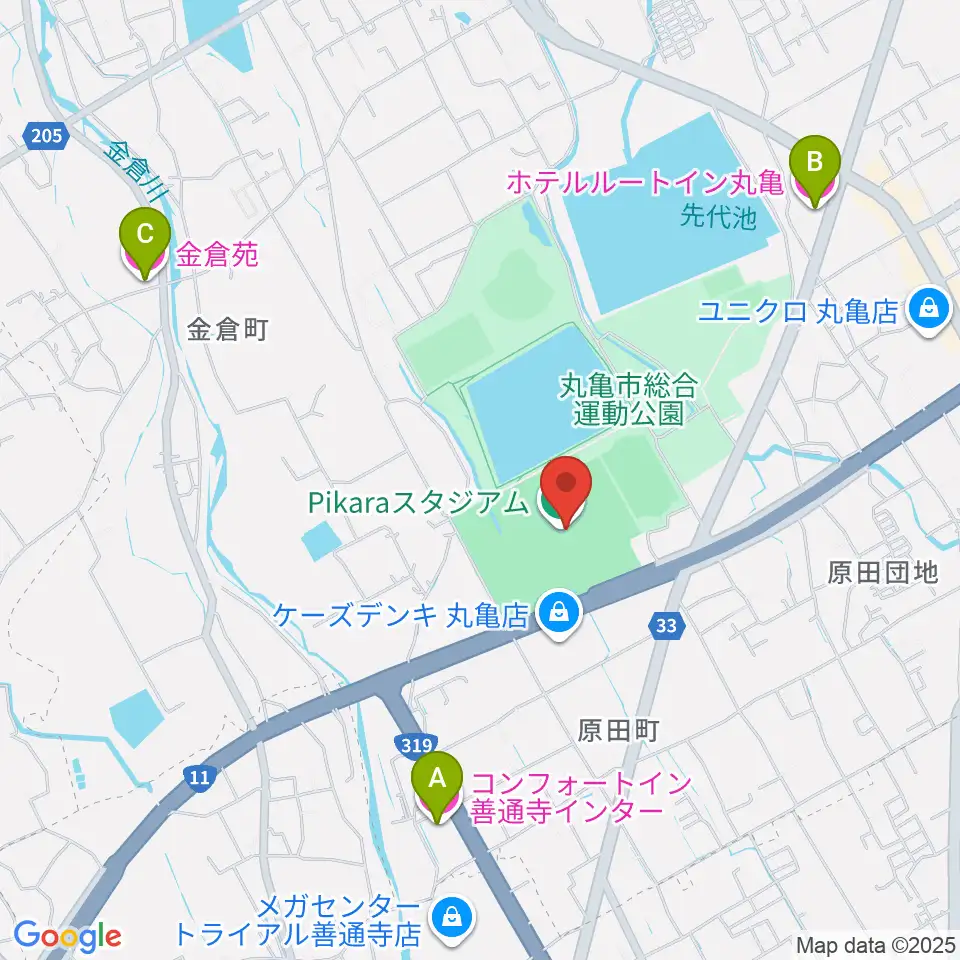 香川県立丸亀競技場周辺のホテル一覧地図