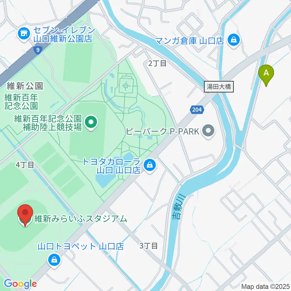 維新みらいふスタジアム周辺のホテル一覧地図
