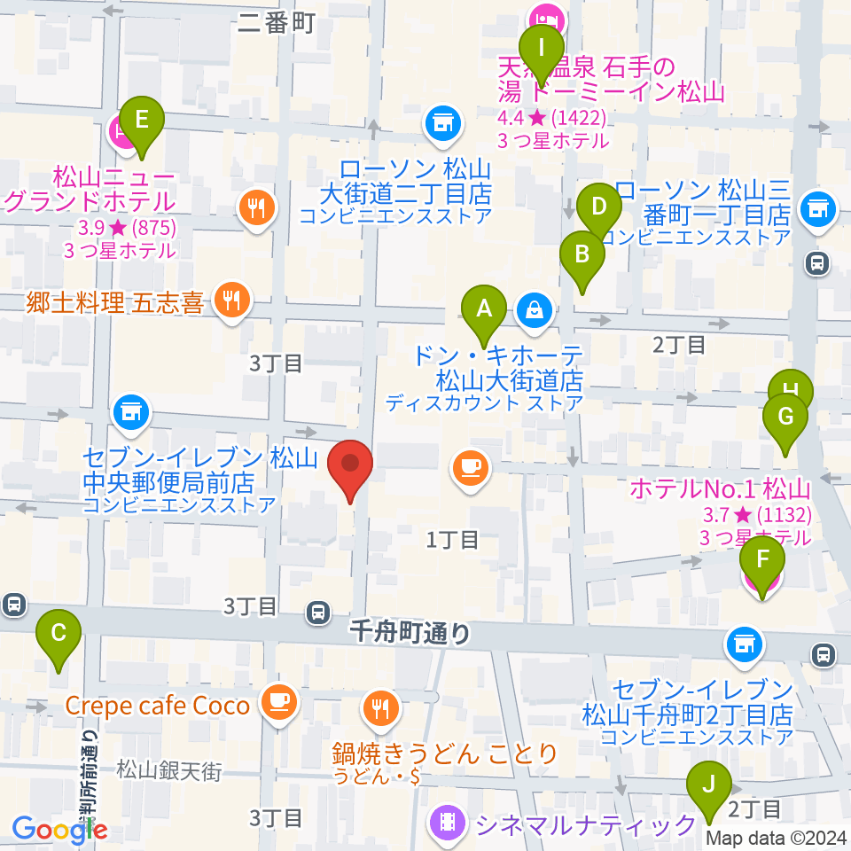 松山ムーングロウ周辺のホテル一覧地図