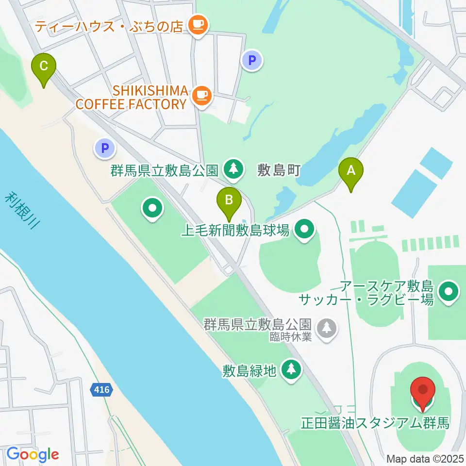 正田醤油スタジアム群馬周辺のホテル一覧地図