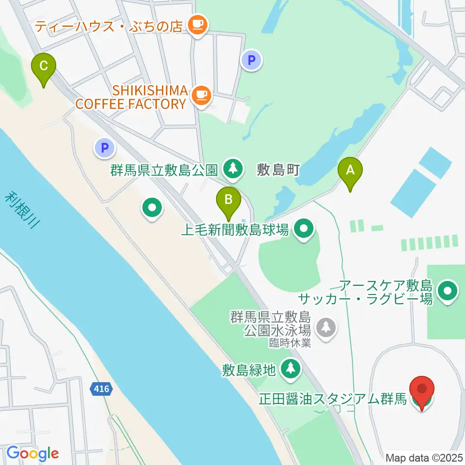 正田醤油スタジアム群馬周辺のホテル一覧地図
