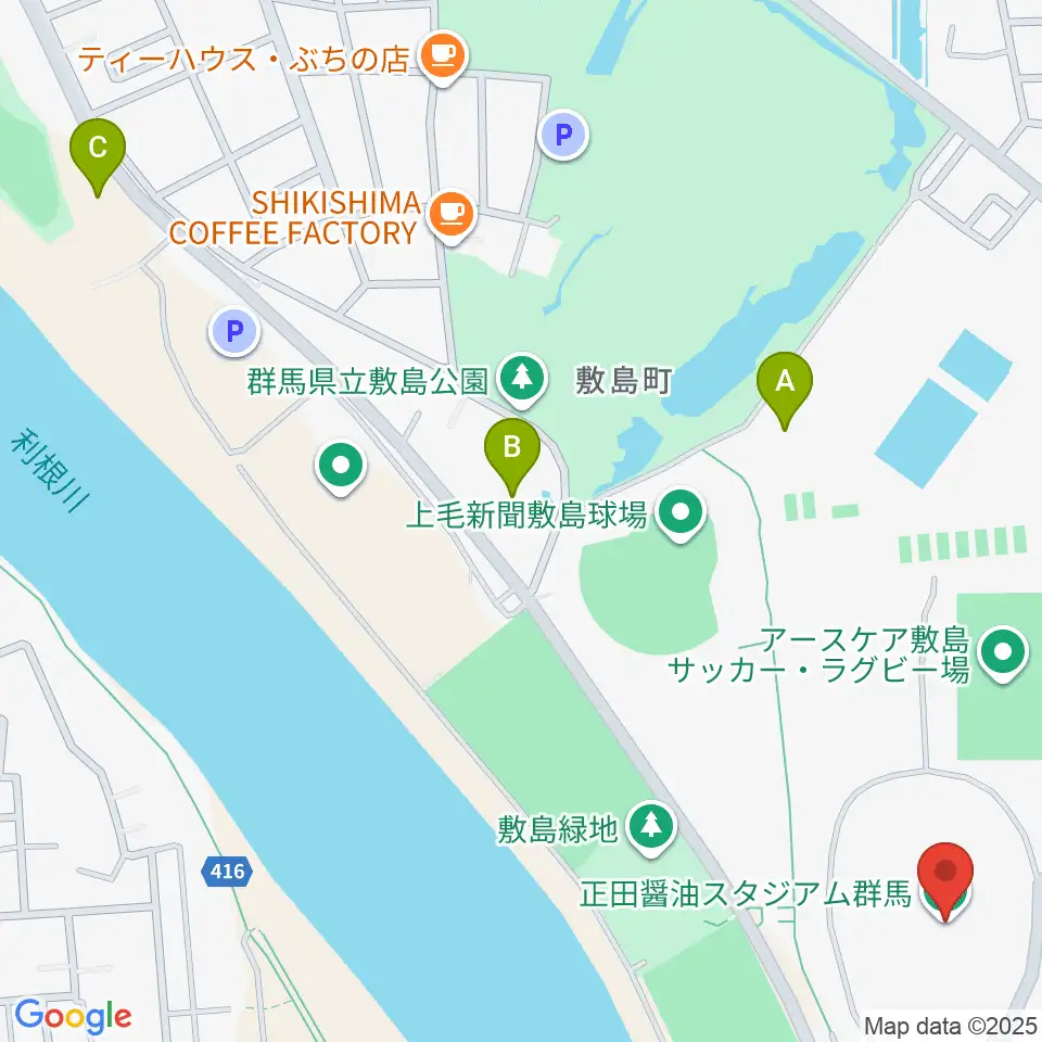 正田醤油スタジアム群馬周辺のホテル一覧地図