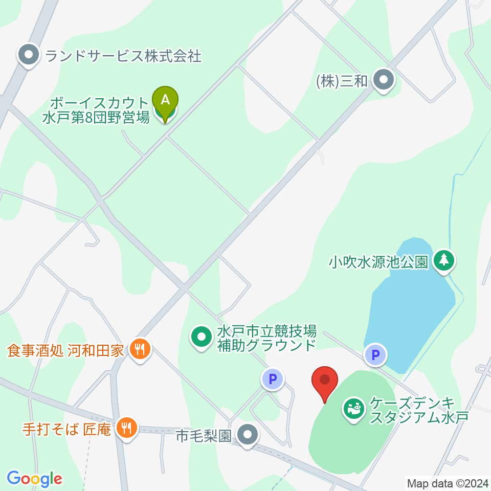 ケーズデンキスタジアム水戸周辺のホテル一覧地図