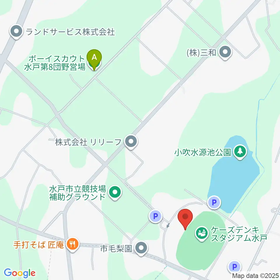 ケーズデンキスタジアム水戸周辺のホテル一覧地図