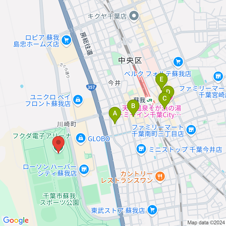 フクダ電子アリーナ周辺のホテル一覧地図