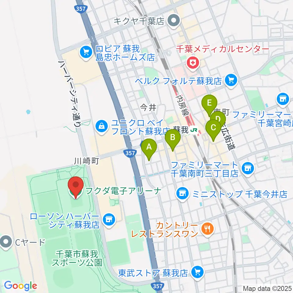 フクダ電子アリーナ周辺のホテル一覧地図