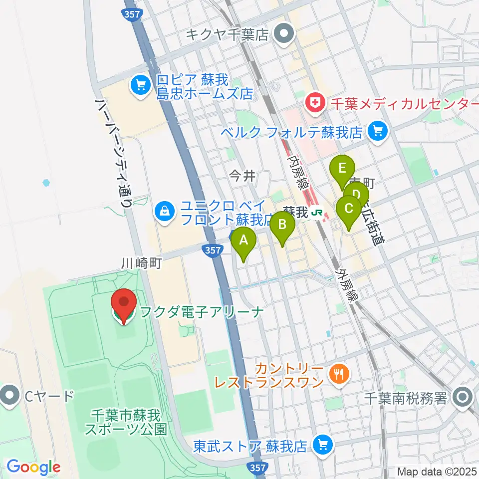 フクダ電子アリーナ周辺のホテル一覧地図
