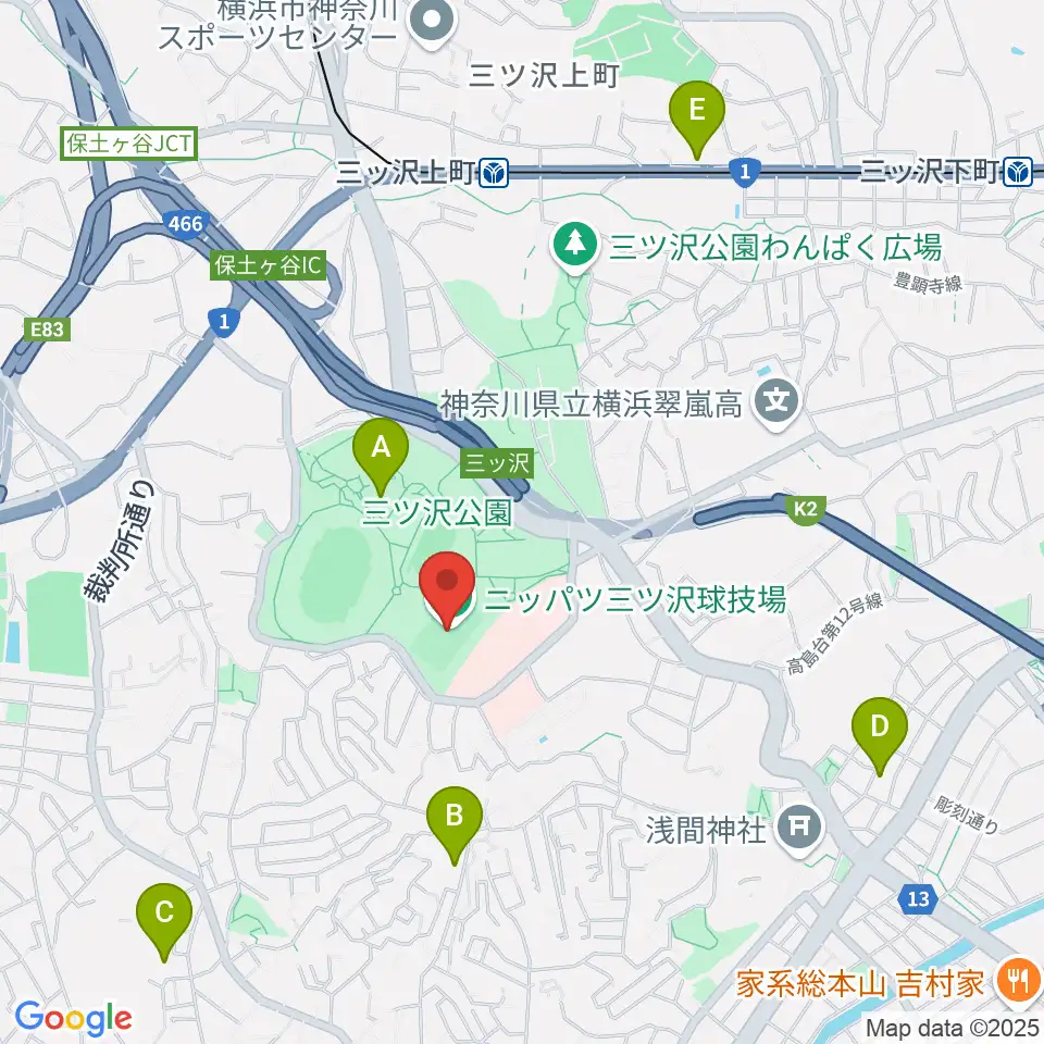 ニッパツ三ツ沢球技場周辺のホテル一覧地図
