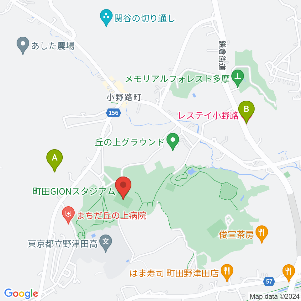 町田GIONスタジアム周辺のホテル一覧地図