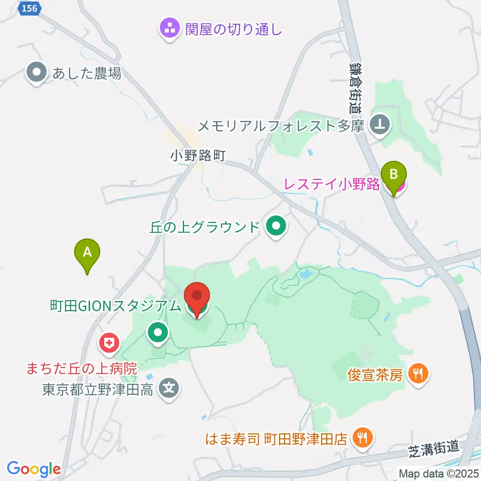町田GIONスタジアム周辺のホテル一覧地図