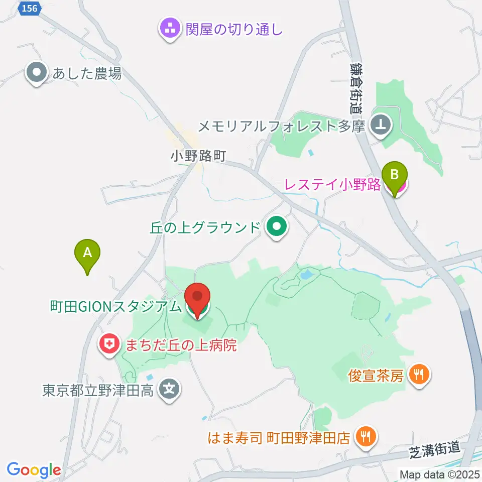 町田GIONスタジアム周辺のホテル一覧地図