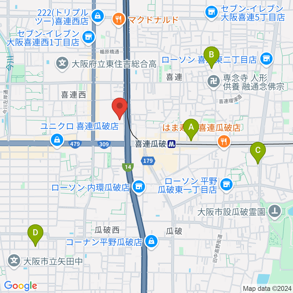 クレオ大阪南周辺のホテル一覧地図