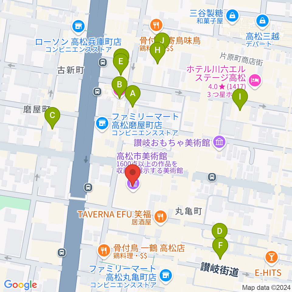 高松市美術館周辺のホテル一覧地図