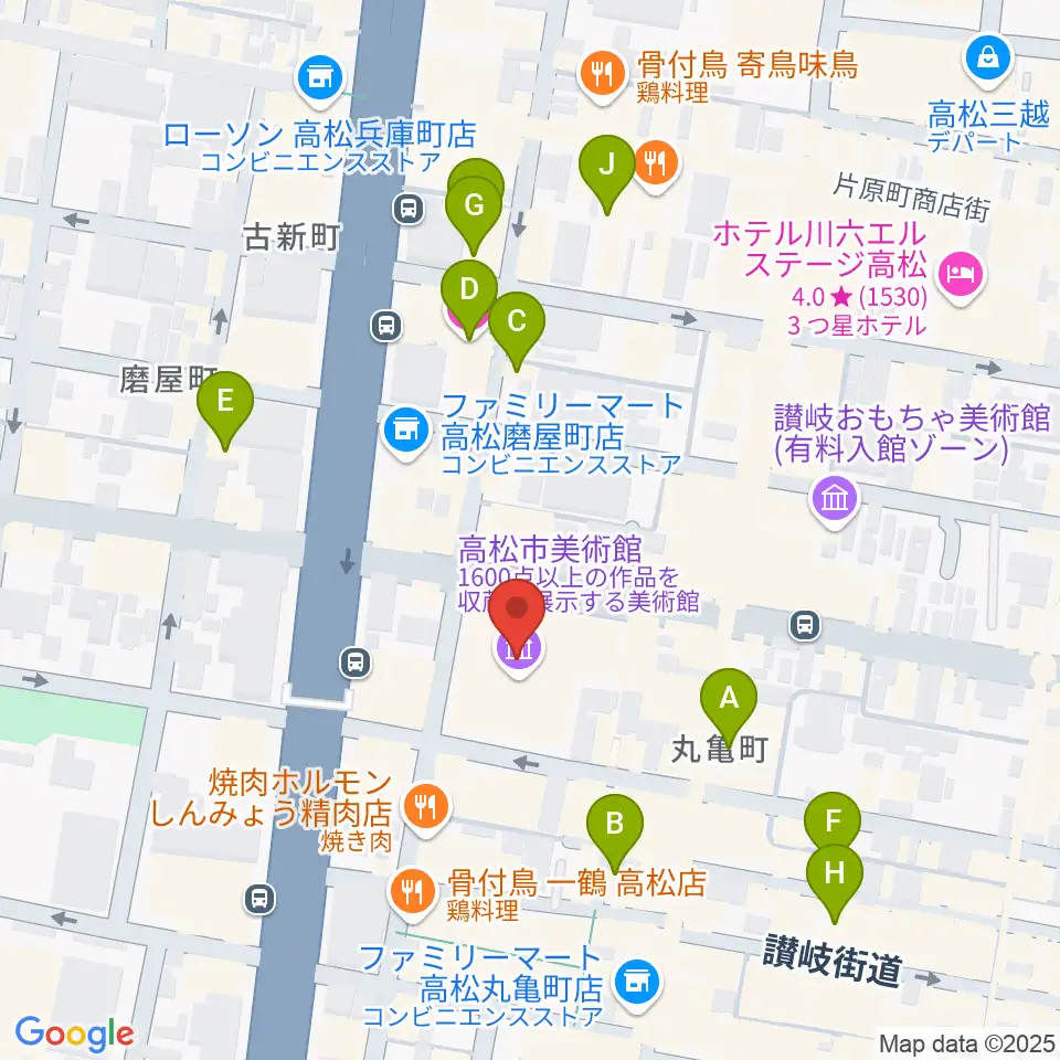 高松市美術館周辺のホテル一覧地図