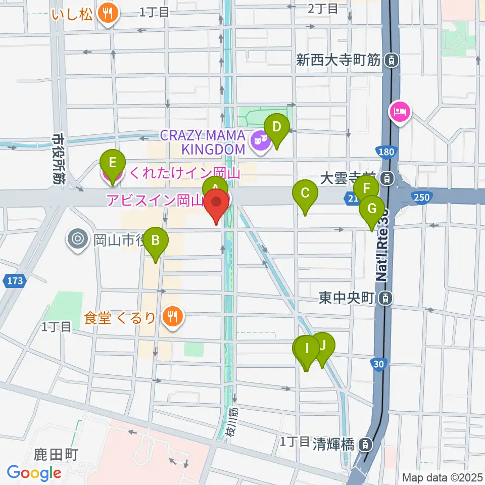 ジオンミュージックスクール周辺のホテル一覧地図