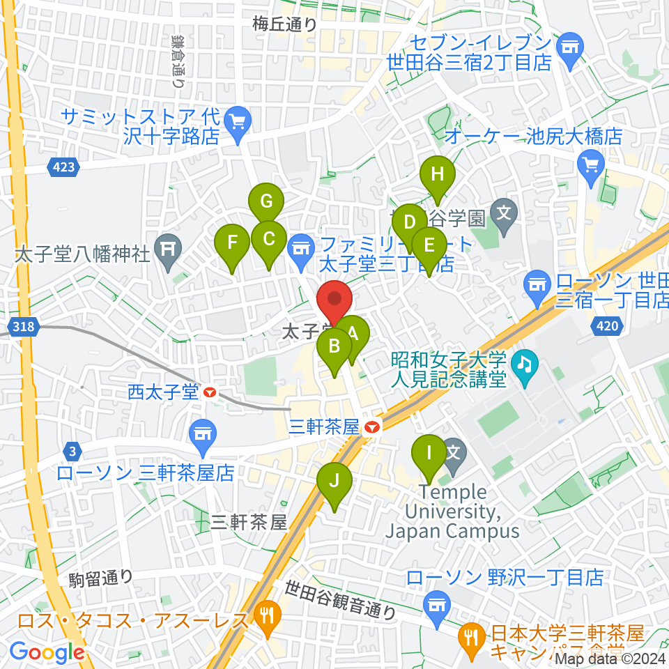 三軒茶屋come together周辺のホテル一覧地図