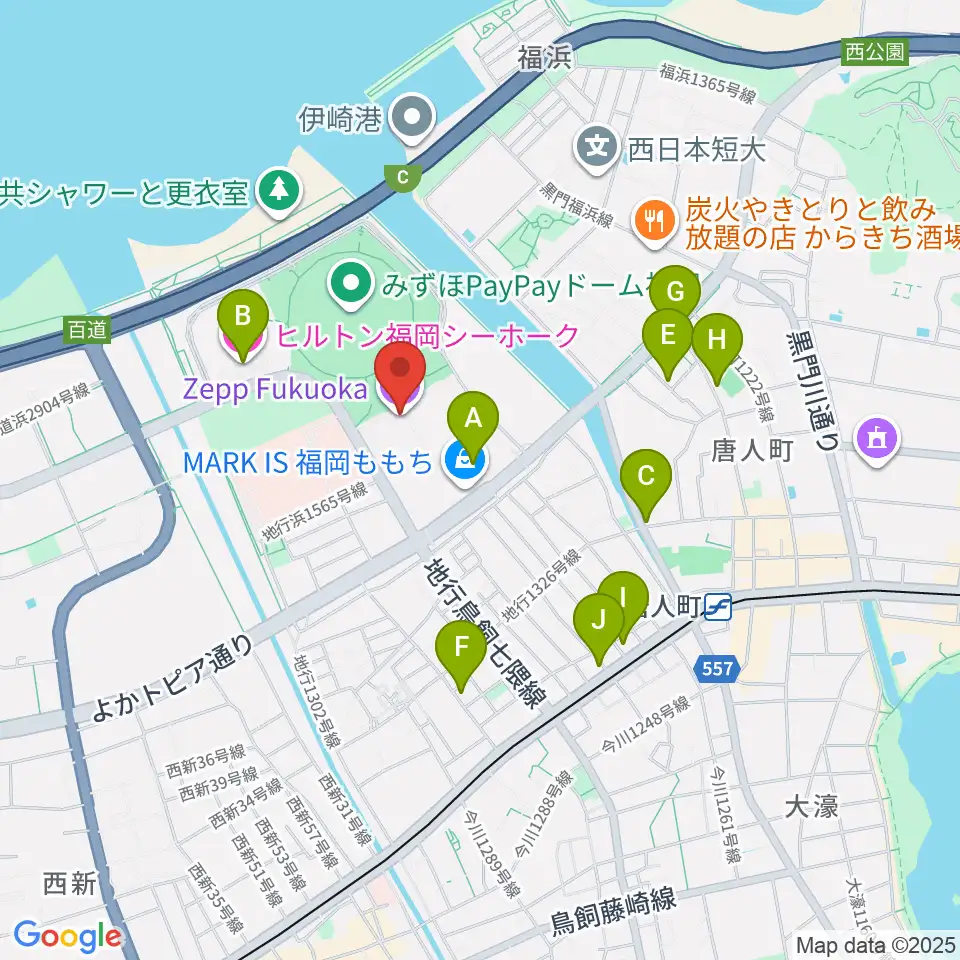 Zepp福岡周辺のホテル一覧地図