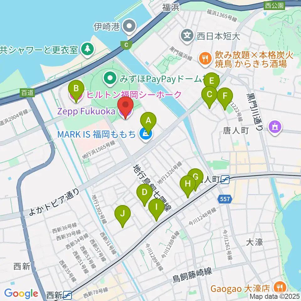 Zepp福岡周辺のホテル一覧地図