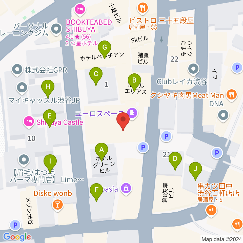 渋谷LOFT9周辺のホテル一覧地図