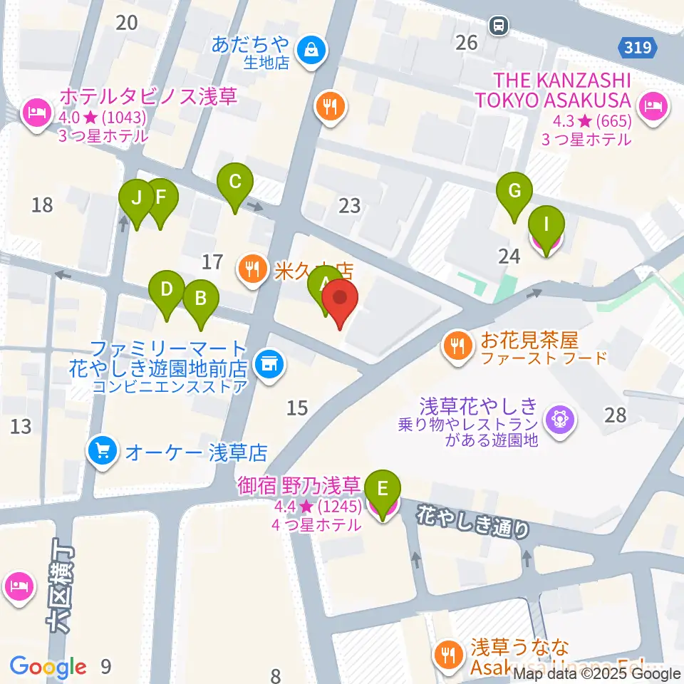 浅草九劇（アサクサキュウゲキ）周辺のホテル一覧地図